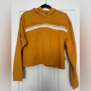 Puma Yellow Mustard Cropped Pull-over Sweater with Hood
